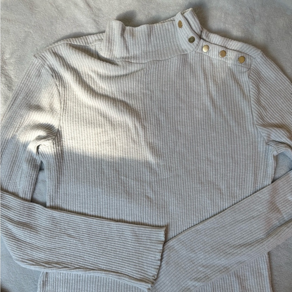 J. Crew Cream Ribbed Sweater size L